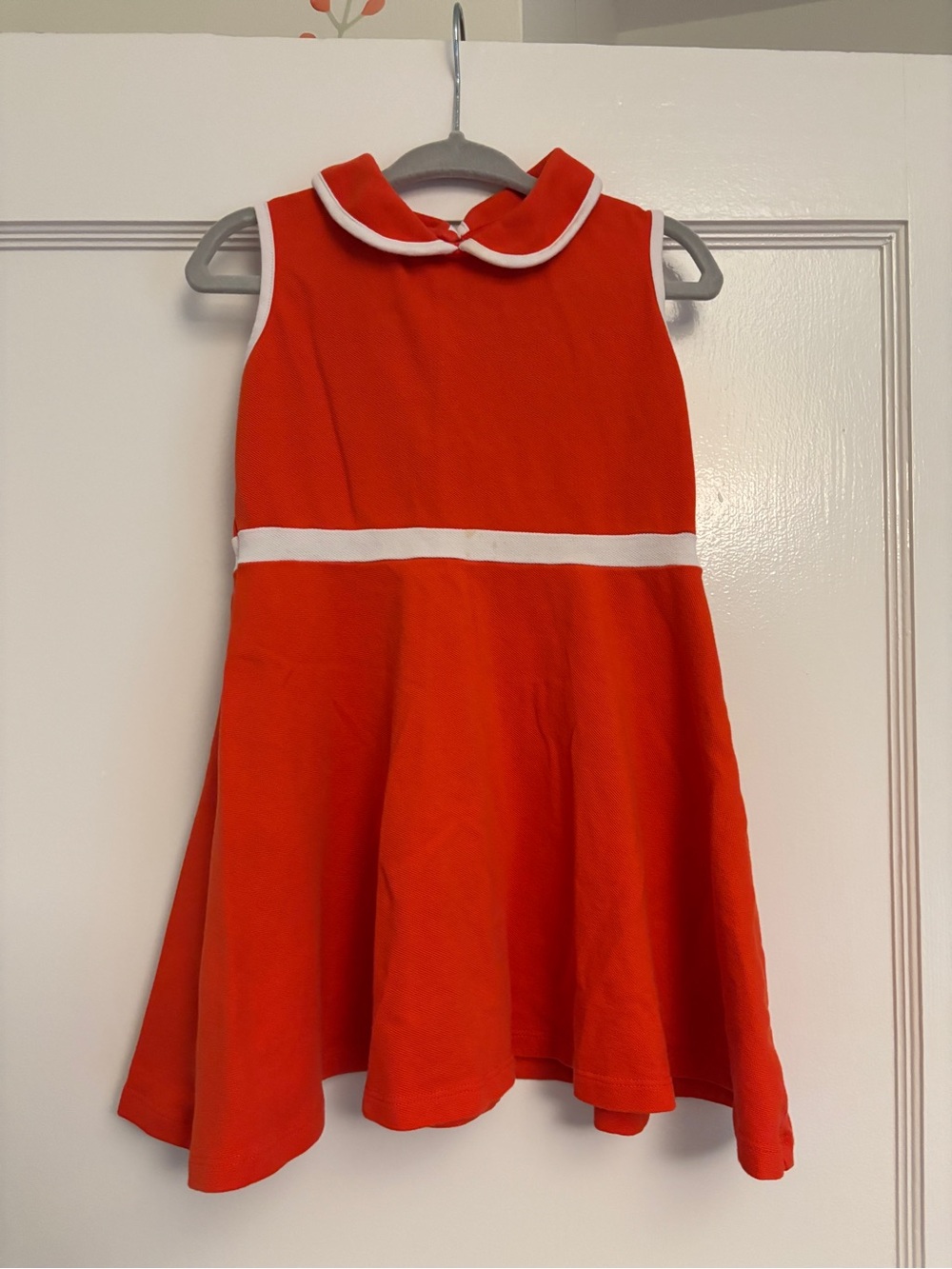 Jacadi Red Sleeveless Dress with White Trim